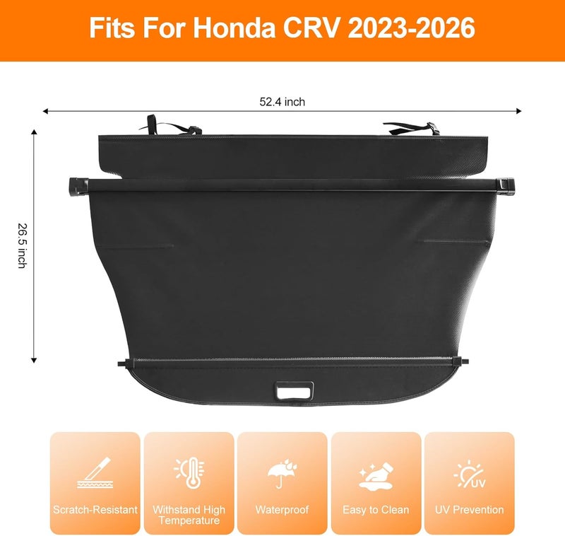 BIGACOVER غطاء صندوق خلفي مناسب لهوندا CRV 2023 2024 2025 2026، غطاء صندوق خلفي قابل للسحب لحماية الأمتعة والخصوصية والأمان، ملحقات هوندا CR-V 2023–2026 - Image 2
